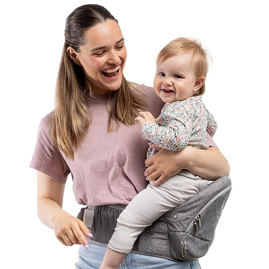 Beco Foldable Hip Seat Carrier - Baby 4-in-1 Easy-to-Use Carrier with Space-Saving Design for Newborn to Toddler (0-36 months/7-32.8 lbs (Gray)