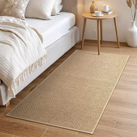 Wonnitar Farmhouse Washable Kitchen Runner Rug, 2x5 Rug Runner Rubber Backed Non Slip Bathroom Runner Rug, Neutral Absorbent Braided Rugs Carpet Runner for Bedroom Kitchen Entry Hallway(Beige,2'x5')