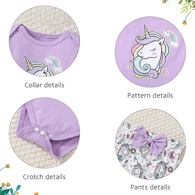 DISAUR Baby Girls Clothes Newborn Infant Baby Girls Outfit Long Sleeve Ruffle Romper Floral Pants Headband Sets 0-18 Months