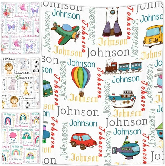 Personalized Baby Blanket for Girls and Boys,Super Soft Custom Baby Blanket with Name,Customized Swaddle Blankets Throw for Newborn,Infant,Toddlers