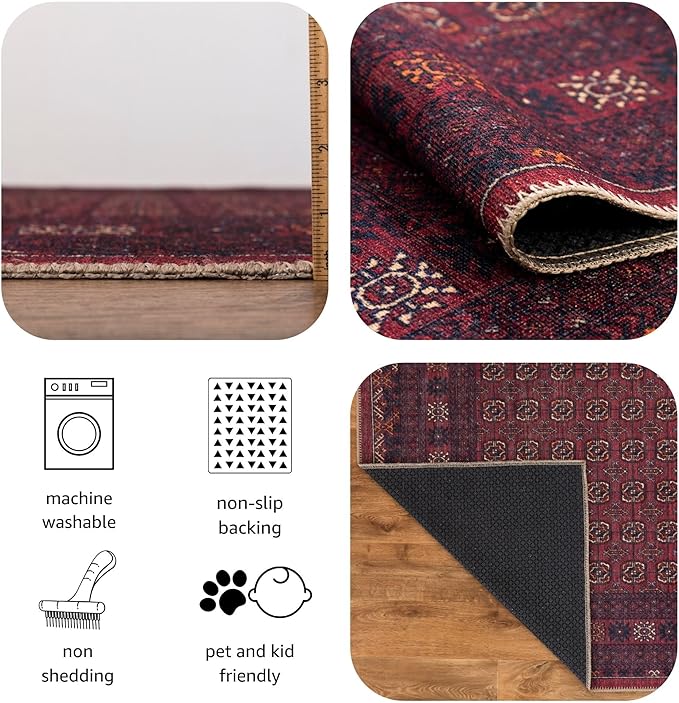 Keen Home Design 2x3 Rug - Machine Washable Entry Rug with Non-Slip Backing, Ideal for Enteryway, Kitchen, Bathroom, Laundry Room - Vintage, Easy Clean, Durable, Low Pile Rug - (2' x 3')