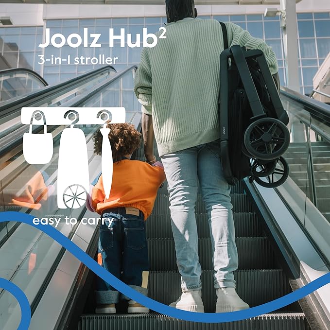 Joolz Hub2 Compact Stroller – Ergonomic Toddler Seat (Below 20lbs), One-Hand Fold, Reversible Seat, XL Basket & Adjustable Handlebar – Smooth Ride for City Travel - Forest Green