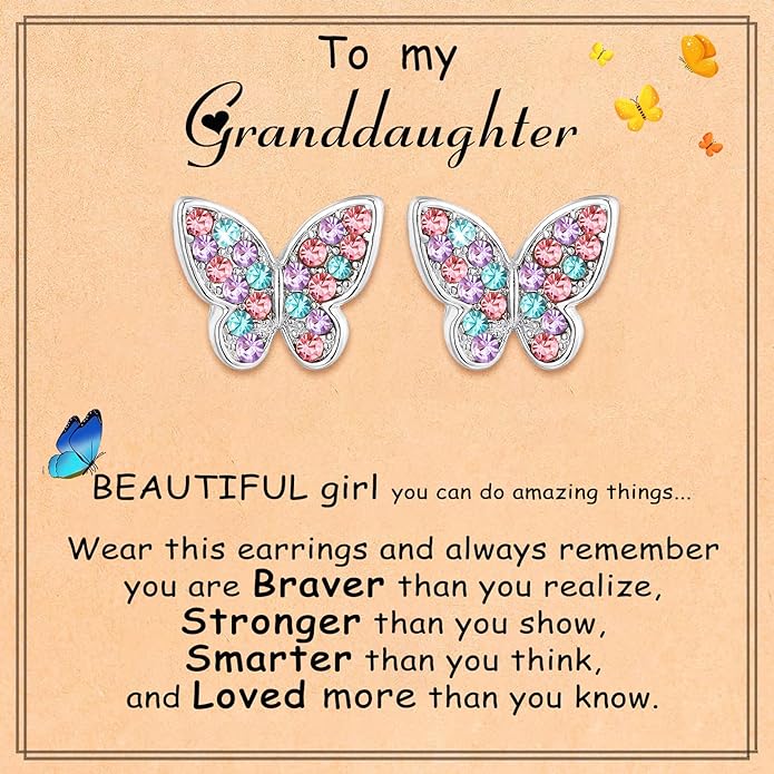Butterfly Earrings Birthday Christmas Jewelry Gifts for Daughter Granddaughter Niece Butterfly Lover