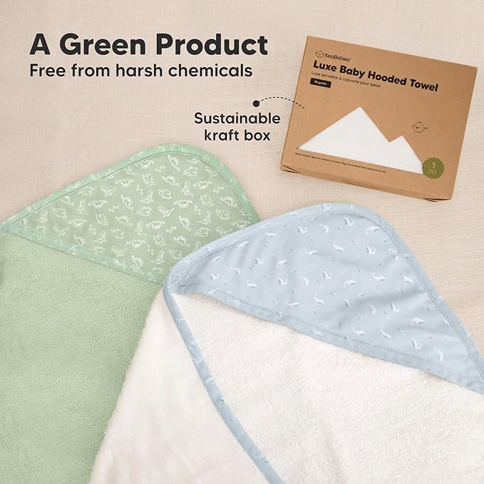KeaBabies Hooded Baby Towel for Newborn - Viscose Derived from Bamboo Large Baby Bath Towels with Hood for Boys, Girls, Toddler, Extra Absorbent & Soft Newborn Bath Essentials (Lunaris)