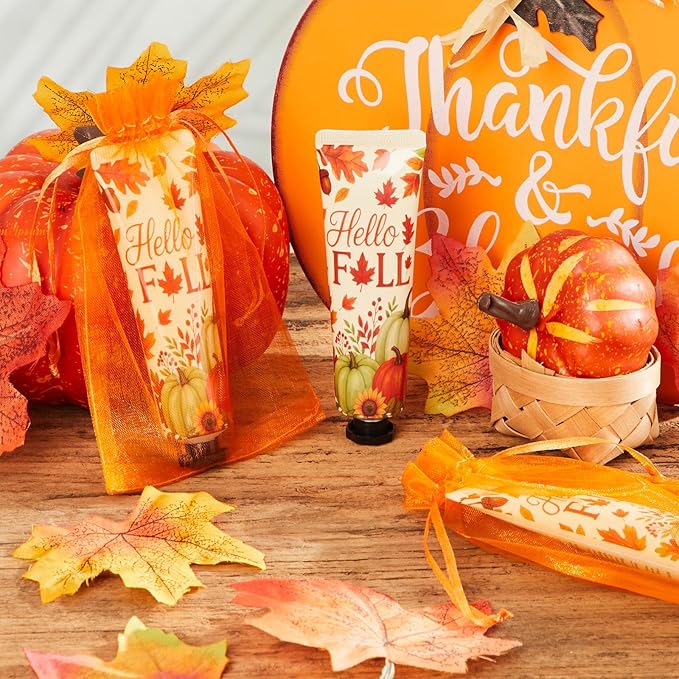 48 Sets Baby Shower Hand Cream Bulk Hello Fall Party Favors Bridal Thank You Hand Cream for Guests Travel Size Lotion with Organza Bags