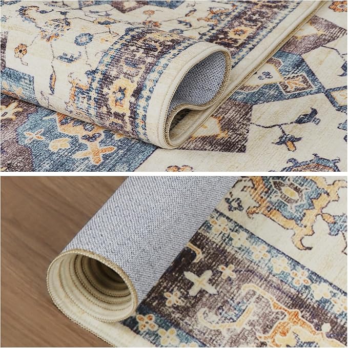 Dripex Tribal Washable Runner Rug-2x5 Non-Slip Non-Shedding Runners for Hallways Stain Resistant Kitchen Mat Laundry Entryway Carpet Runner for Doorway Entrance Bedroom Living Room Decor