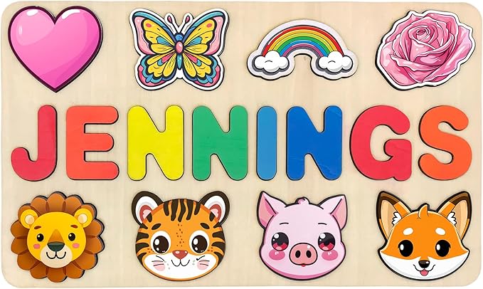 Name Puzzle for Kids Personalized, Custom Wooden Name Puzzle for Toddlers, Birthday Montessori Toys for 1 Year Old Boy, Learning Toys for Toddlers 2-4 Years, 1st Birthday Girl Gifts,Easter Gifts
