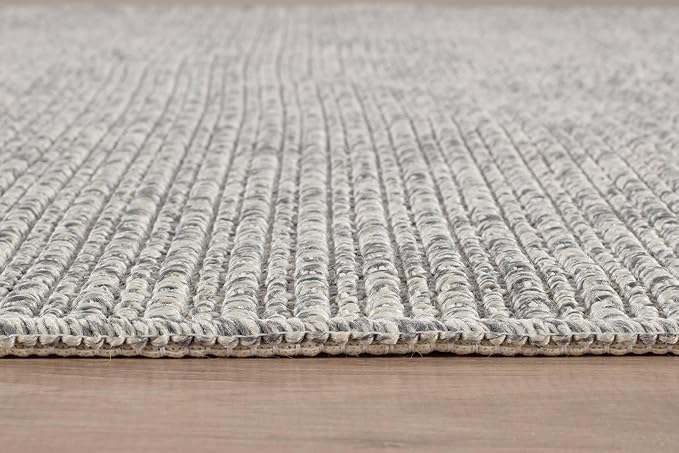 Beverly Rug Easy Jute Gray Rug 4x6 Solid Washable Durable Outdoor Indoor Area Rugs for Living Dining Room Patio Office Stain Resistant Non Shedding Casual Indoor Outside Carpet (4 x 6 Gray)