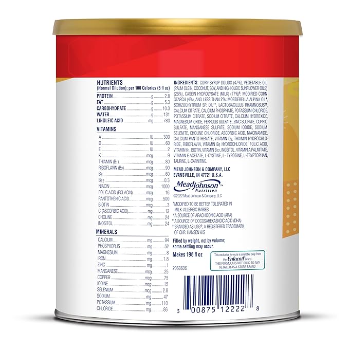 Enfamil Nutramigen Hypoallergenic Baby Formula with Iron, Lactose Free, Colic Relief from Cow's Milk Allergy Starts in 24 Hours, Brain Building DHA, Probiotic LGG for Immune Support, 27.8 Oz, 4 Count