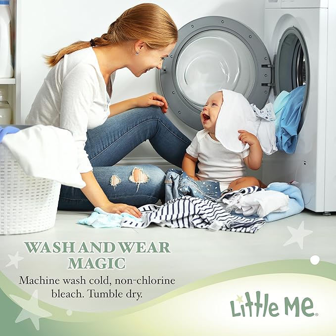 Little Me Clothes for Baby Boys' 2-Piece Nightgown and Cap Set 100% Cotton with Elastic Bottom, Baby Essentials, 0-3 Months