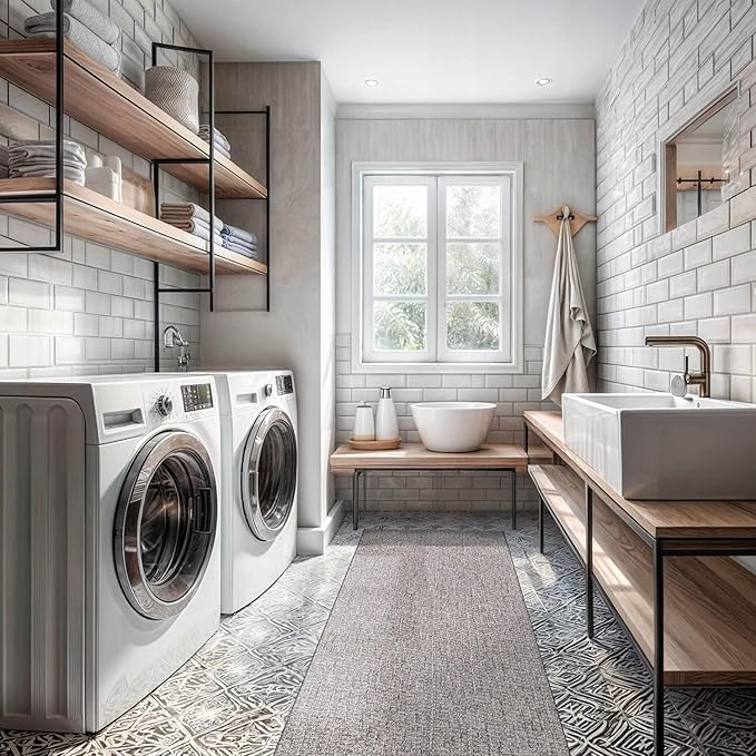 Easy Jute Rugs 2x7 Gray Color Living Room Indoor Outdoor Runner Rug for Farmhouse Patio and Kitchen Rug High Traffic Washable Easy to Clean Solid Boho Woven Design Outside Carpet (2 x 7)