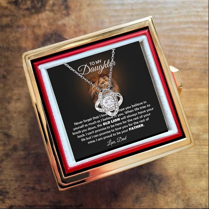 To My Beautiful Daughter Necklace from Mom & Dad | Cubic Zirconia Pendant with Heartfelt Message Card & Gift Box | Daughter Birthday, Graduation, Christmas Jewelry Gift from Parents