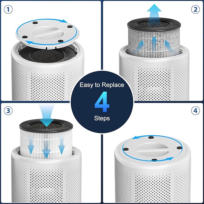 Tailulu 2 Pack D10 Replacement Filter, Air Purifier Filter for Tailulu D10 Air Purifier, 3-in-1 H13 Grade True Replacement Filte with Extra 6 Pieces Aroma Pads