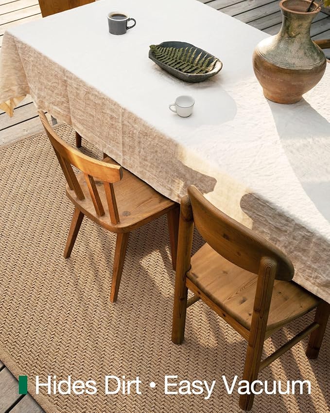 LUMI Jute Area Rug 4x6 for Living Room, Natural Handwoven Rugs Non Slip, Farmhouse Braided Carpets No Shedding for High Traffic, Dining Room, Indoor, Outdoor, Patio