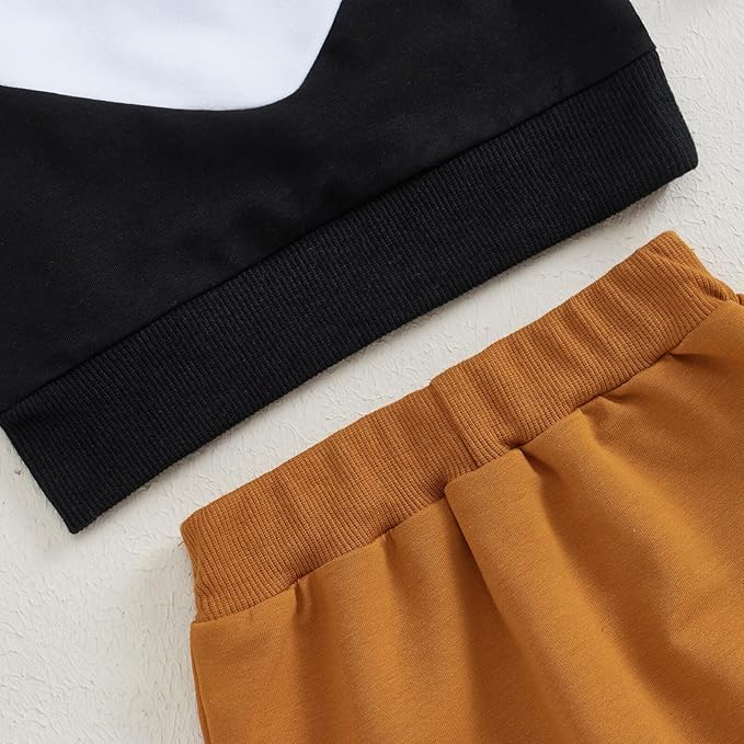 Kupretty Toddler Baby Boy Fall Winter Clothes Color Block Long Sleeve Sweatshirt Pullover Tops + Joggers Pants Outfit Set