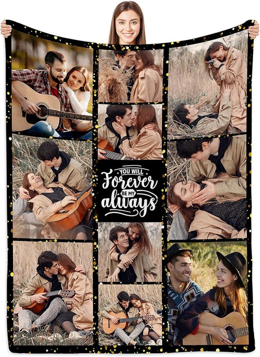 Custom Photo Blanket, Personalized for Couple, Boyfriend & Girlfriend - Perfect for Christmas & Birthday Gifts