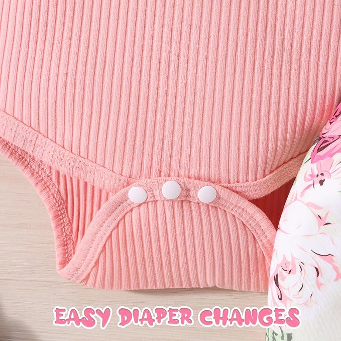 Baby Girl Clothes Newborn Infant Outfits Ruffle Romper+ Floral Pants + Cute Headband Sets for Girls
