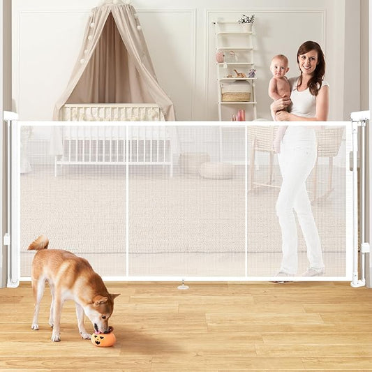 Retractable Baby Gates for Stairs, 78" Extra Wide Retractable Dog Gate with Support Rods for The House, 42" Extra Tall Baby Safety Gates Pet Gate for Doorways, Hallways, Indoor, Outdoor