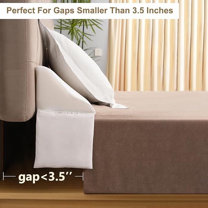 Vekkia King Bed Wedge Gap Filler Pillow/Mattress Wedge Gap Filler/Headboard Pillow/Bed Gap Filler to Close Gap (0-3.5") Between Headboard and Mattress King（White）