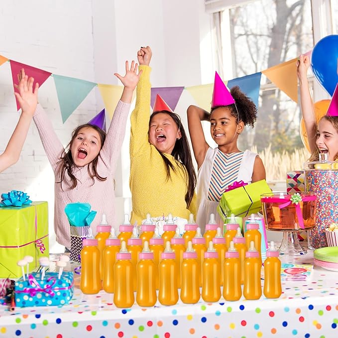 Norme Baby Shower Bottles 9.5 oz Plastic Chug Sign Game Party Favors Bulk for Decorations Gender Reveal Gifts (Pink, 24 Pcs)