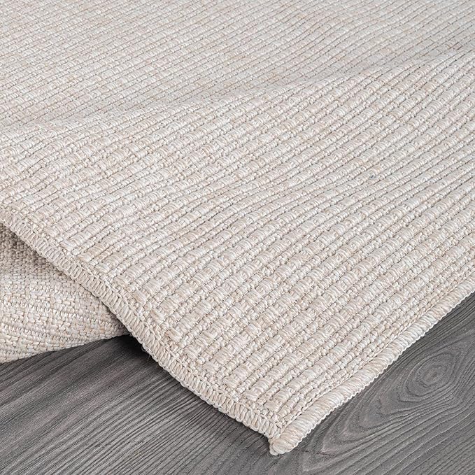 Beverly Rug Easy Jute Off White Rug 4x6 Solid Washable Durable Outdoor Indoor Area Rugs for Living Dining Room Patio Office Stain Resistant Non Shedding Casual Indoor Outside Carpet (4 x 6 Off-White)