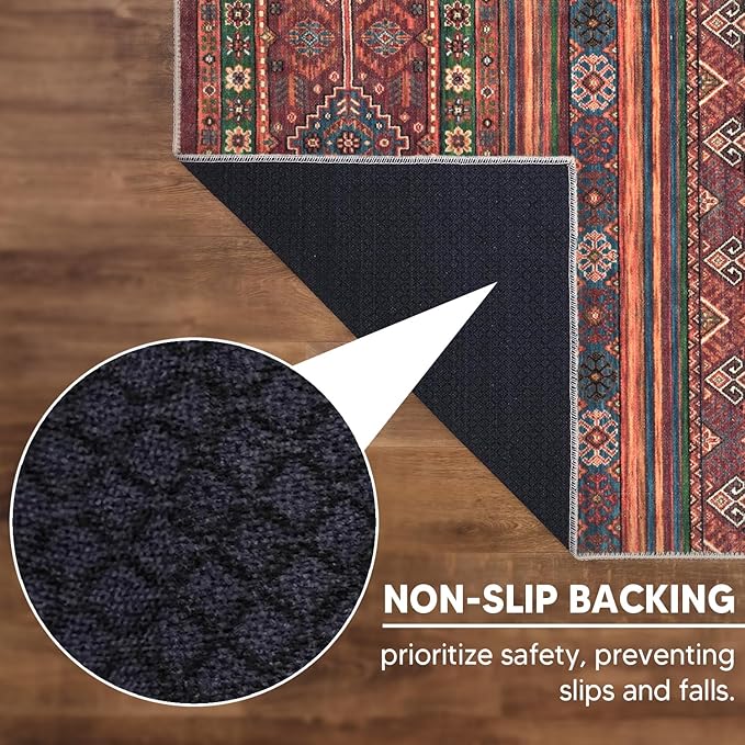 Keen Home Design 2x7 Rug - Machine Washable Runner Rug with Non-Slip Backing, Ideal for Hallway, Entryway, Kitchen, Laundry Room - Vintage, Easy Clean, Durable, Low Pile Rug - (2'6" x 7')