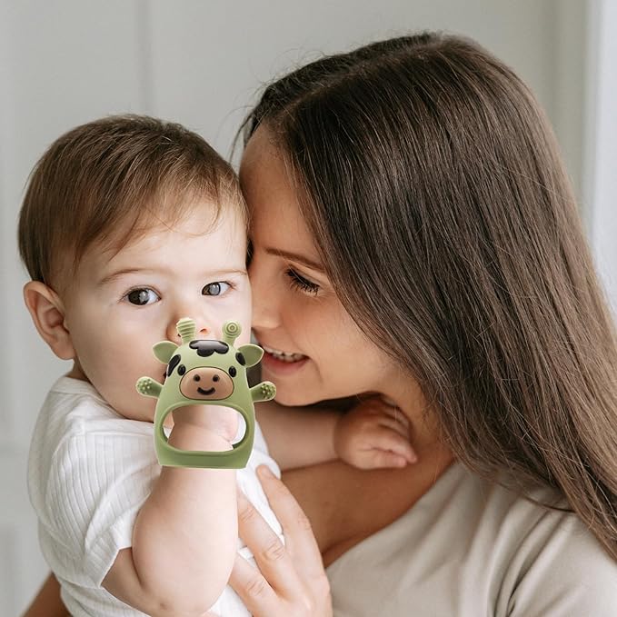 2 Pack Baby Teething Toys for 3-6 6-12 Months, Food Grade Silicone Infant Teether Mitten, Baby Essentials Teething Relief, Newborn Essentials Chew Toys for Sucking Needs