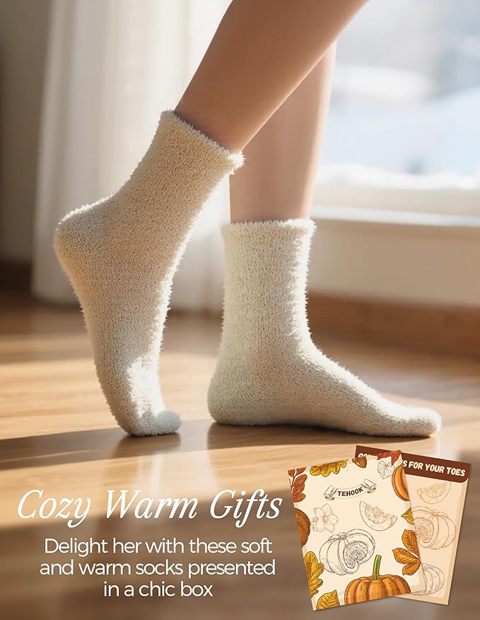 TEHOOK Warm & Cozy Gifts for Women, Fluffy Fuzzy Sock, Plush Sleeping Slipper Socks - Soft Warm Fabric