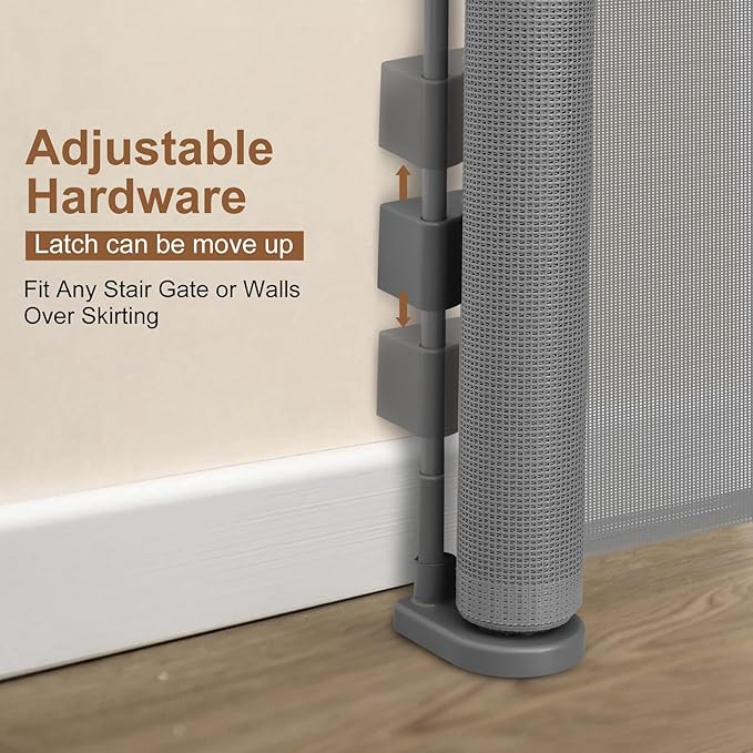 Upgraded 200 inch Retractable Baby Gates Extra Wide with Reinforced Strip Design to Prevent Crawling Through, 37" Tall, 200" Wide Outdoor Retractable Gates, 16 FT Retractable Garage Gate