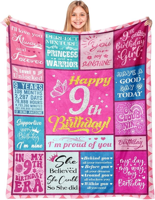 9 Year Old Girl Birthday Gifts, Gifts for 9 Year Old Girls Birthday Girls - 9th Blanket 50"X60"