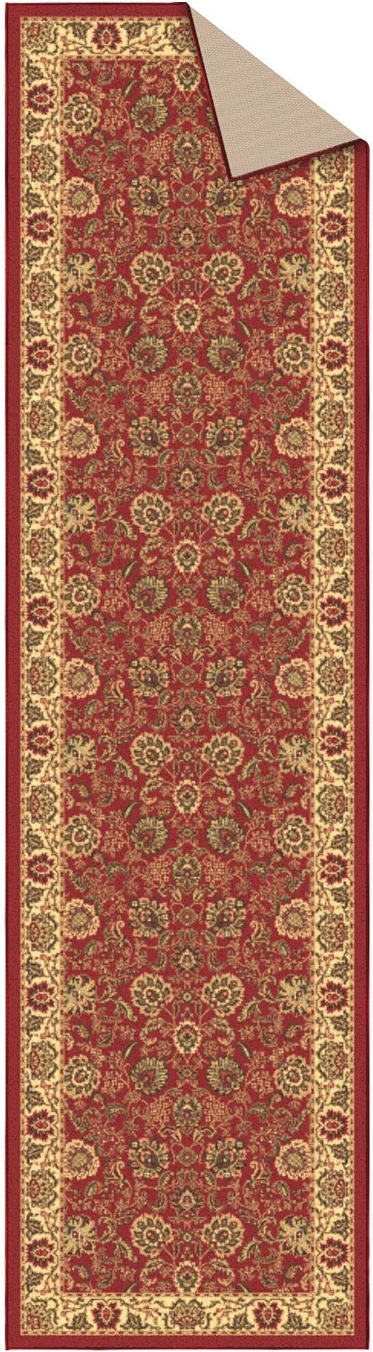 Ottomanson Hallway Runner Rug 2'7" x 9'10" Non Slip Oriental Area Rugs Easy to Clean Laundry Rug Runner Durable & Pet Friendly Floor Carpet Runners for Hallways Entryway Living Room Kitchen, Red
