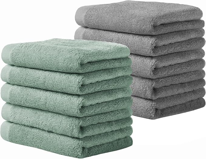 Yoofoss Luxury Washcloths Towel Set 10 Pack Baby Wash Cloth for Bathroom-Hotel-Spa-Kitchen Multi-Purpose Fingertip Towels and Face Cloths 10''x10''