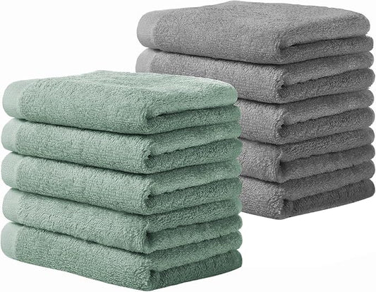 Yoofoss Luxury Washcloths Towel Set 10 Pack Baby Wash Cloth for Bathroom-Hotel-Spa-Kitchen Multi-Purpose Fingertip Towels and Face Cloths 10''x10''