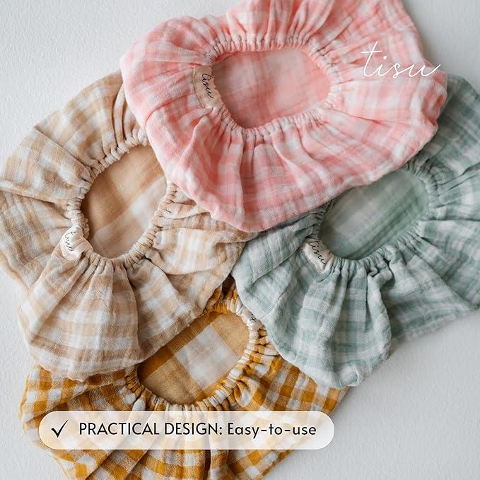 Baby Wipes Cover – Universal Size, One Size Fits All Wipes Packages | Muslin Cotton Tissue Cover for Nursery, Diaper Bag & Changing Table, Station | Gingham & Neutral Patterns (Light Mint Gingham)