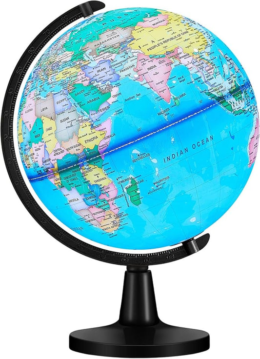 Amylove 13'' Illuminated World Globe for Adults 720°/360° Rotation Rewritable Light Up Globe with Stand World Map for Interactive Learning Light with Base Lamp LED Decor(Plastic,Classic)