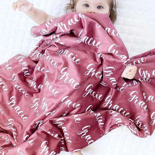 Yofair Ships Next Day, Personalized Baby Blanket with Name Custom Blanket with Letter Words Soft Plush Flannel Throw Blanket for Baby Kids Adults Friends Families