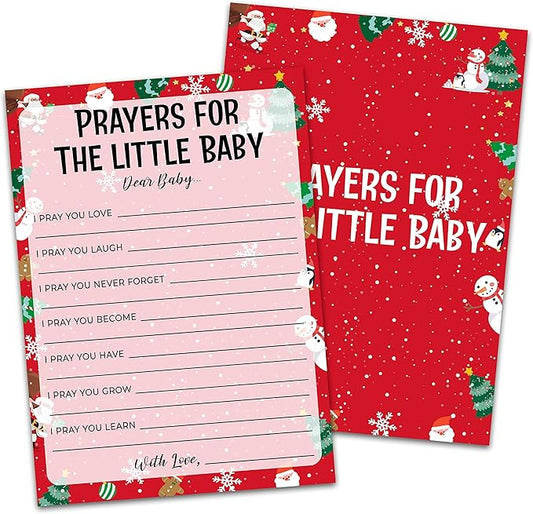 Baby Shower Game Cards, Prayers for Baby Game, Christmas Party Cards for Gender Neutral, Set of 30 Cards(Chris008)