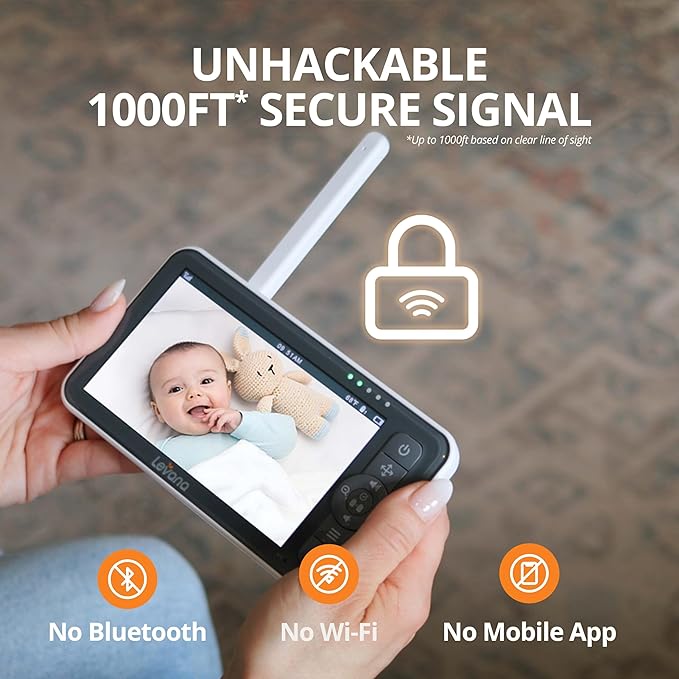 Levana Nala 5.5" HD Video Baby Monitor, 2 1080P Night Vision PTZ Cameras, 22 Hour Battery Life, 5000mAH Battery, No WiFi, Two-Way Talk, 1000ft Range, Carrying Case, 2 Year Warranty