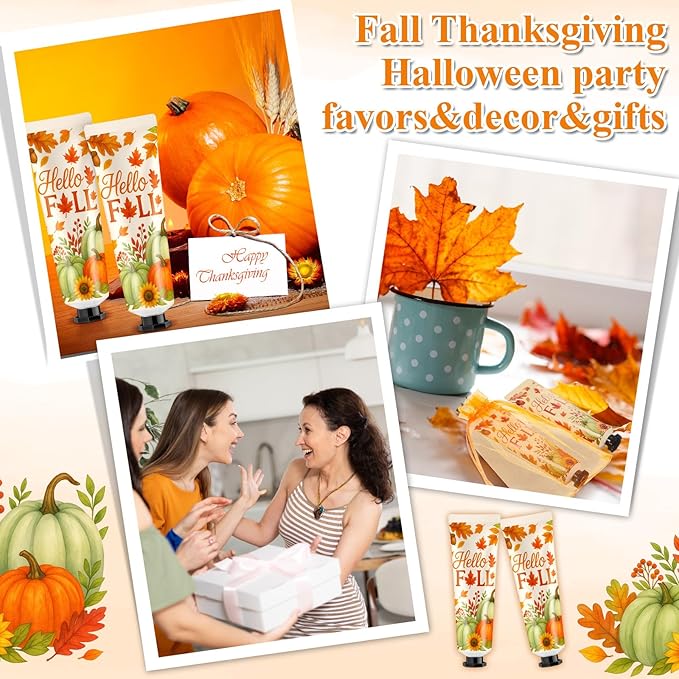 48 Sets Baby Shower Hand Cream Bulk Hello Fall Party Favors Bridal Thank You Hand Cream for Guests Travel Size Lotion with Organza Bags