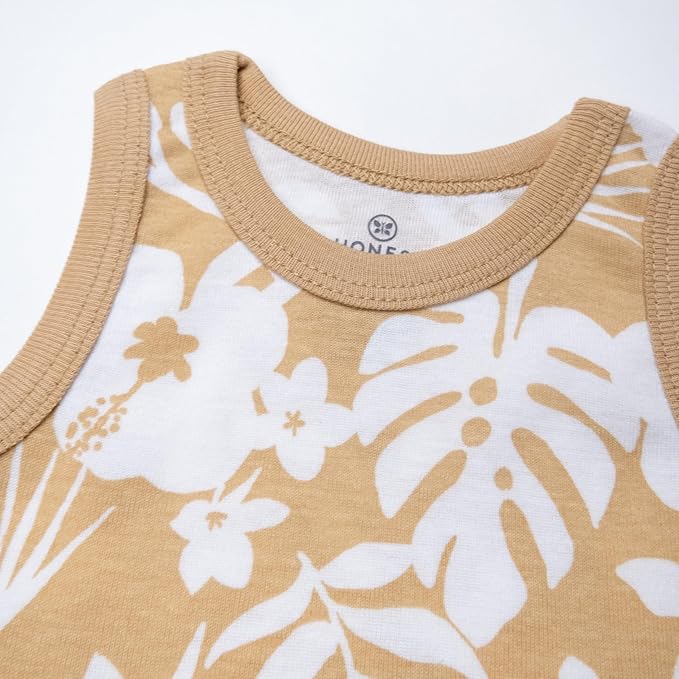HonestBaby Sleeveless Muscle T-Shirts 100% Organic Cotton for Infant Baby and Toddler Boys, Girls