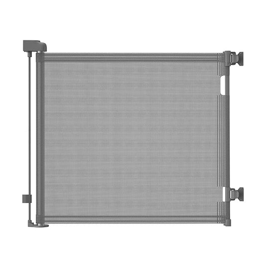 Retractable Baby Gate for Stairs – 33” Height, Expands up to 71” Width – Safety Gate for Infants, Toddlers, Dogs & Pets – Easy Install, Secure Closure, Gray Mesh Design for Indoor & Outdoor Use