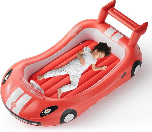 QPAU Inflatable Kids Bed, Toddler Travel Bed with Sides, for Camping, Traveling, Hotel, or Home Use, Hand Pump Included