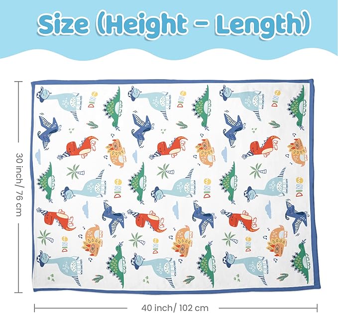 SANDJEST Dinosaurs Kid Blanket 30 x 40 - Kids Throw Minky Blanket with Double Layer Dotted Backing - Gifts for Nursery Room Decor