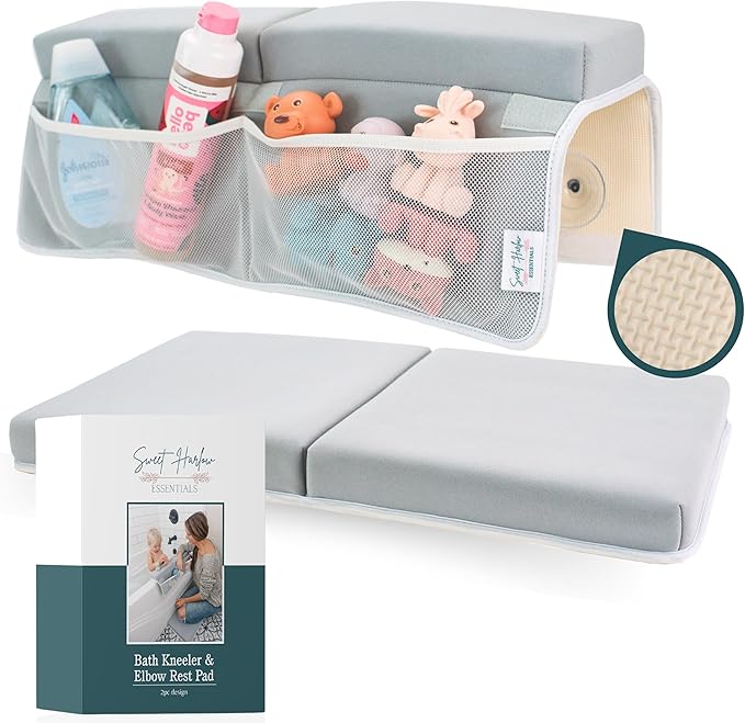 Comfortable Baby Bath Kneeler and Elbow Rest Pad Set | Tub Kneeling Pad Essentials | Bathtub Accessories