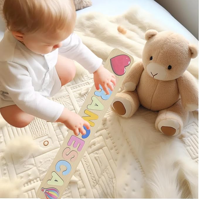 Name Puzzle for Kids Personalized,Wooden Name Puzzle for Toddlers 1-3,Montessori Toys,1 Year Old Boy Toys,1st Birthday Girl Gifts