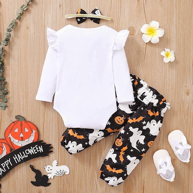 DISAUR Baby Girls Clothes Newborn Infant Baby Girls Outfit Long Sleeve Ruffle Romper Floral Pants Headband Sets 0-18 Months