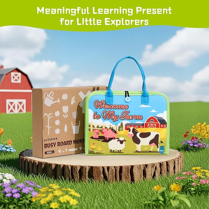 Busy Board Montessori Toys for Toddler, Car Travel Activities Toys for Fine Motor Skills Development, Educational Preschool Sensory Busy Book for Kids, Best Gift for Boys & Girls
