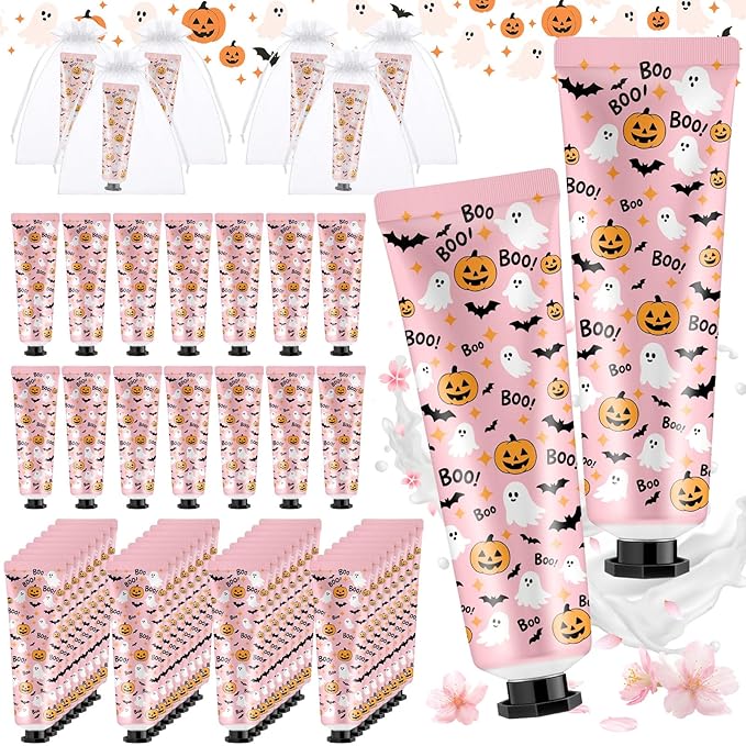 48 Sets Baby Shower Hand Cream Bulk Pink Halloween a Little Boo Is Almost Due Baby Shower Favors Bridal Thank You Hand Cream for Guests Travel Size Lotion with Organza Bags