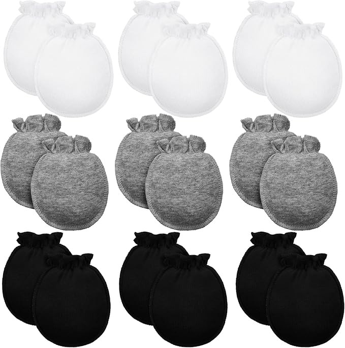 9 Pairs Newborn Baby Boys Girls Mittens 0-6 Months Infant Toddler Mittens No Scratch Solid Color Gloves
