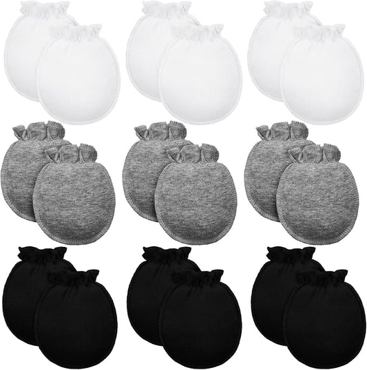 9 Pairs Newborn Baby Boys Girls Mittens 0-6 Months Infant Toddler Mittens No Scratch Solid Color Gloves
